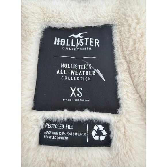 Wind Breaker Hollister jacket grey with hood a faux fur size XS - Picture 9 of 11